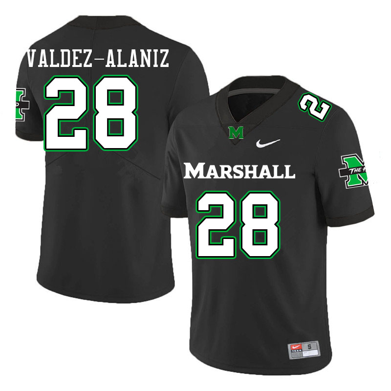 Men #28 Joshua Valdez-Alaniz Marshall Thundering Herd College Football Jerseys Stitched Sale-Black